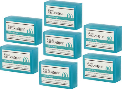 

KHADI ORGANIQUE HANDMADE PURE MINT SOAP WITH ESSENTIAL OILPURE MINT SOAP 875 GM PACK OF 7(875 g, Pack of 7)