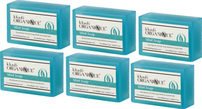 

KHADI ORGANIQUE HANDMADE PURE MINT SOAP WITH ESSENTIAL OIL 750 GM PACK OF 6(750 g, Pack of 6)