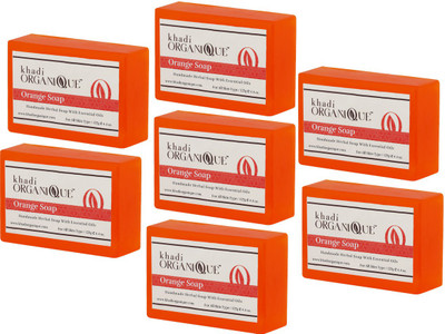 

KHADI ORGANIQUE HAND MADE ORANGE SOAP WITH ESSENTIAL OIL - 875 GM PACK OF 7(875 g, Pack of 7)