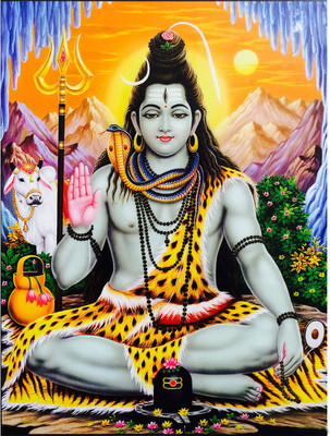 AH Decals 40 cm Shiv Mahakaal Self Adhesive Sticker(Pack of 1)