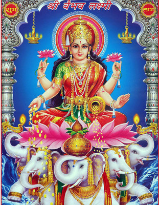 AH Decals 40 cm Goddess Laxmi Self Adhesive Sticker(Pack of 1)