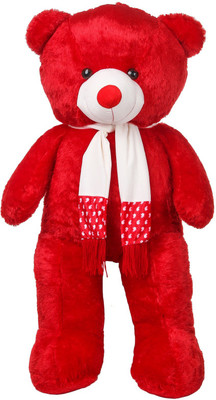 

Mappy Giant Jumbo Size 3.5 Feet Graceful Red Teddy Bear Muffler Style Stuffed Soft Toy - 107 cm(Red)