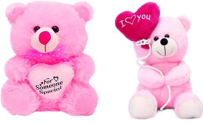 

THE HIGH THINKING TOYS Combo Offer Pack of Two Pink Teddy Bear 40 Cm & Balloon Teddy Bear with I Love you heart 20 Cm - 40 cm(Pink)