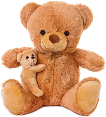 

ToynJoy Cute & Adorable Cuddle Brown Medium size Teddy Bear with Baby - 45 cm(Brown)