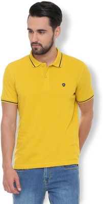 Van Heusen Solid Men Polo Neck Yellow T-Shirt