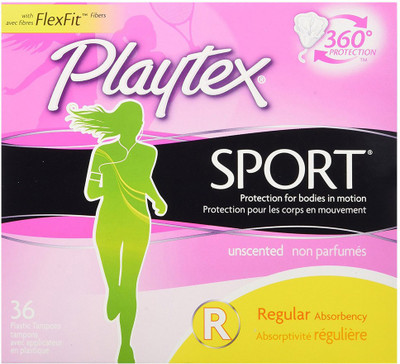 

Playtex Sport Unscented Tampon, Regular Absorbency, 36 Count Tampons(Pack of 36)