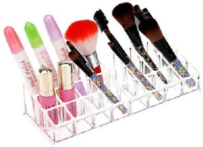 

LS Letsshop Lipstick stand keep Lipstick organizer Vanity Box 24Compartments Lipstick Stand Vanity Box(Transparent)