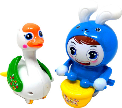 

Akrobo Winding up Toys for Kids and Toddlers Set of Two with Light and Music(Multicolor)