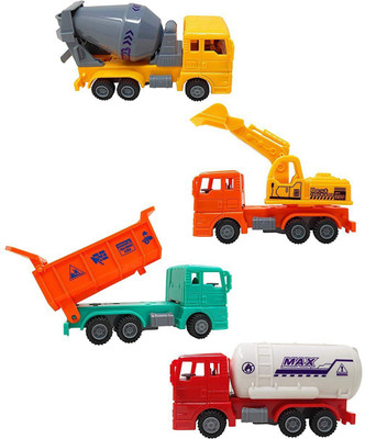 

Parteet Die Cast Pull Back Plastic Trucks Toy Set of 4 for Your Kids(Multicolor)