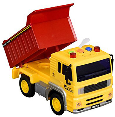

IndusBay Friction Powered Construction Automobile Dumper Dump truck Toy with Light & sound for kids(Yellow)
