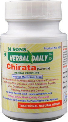 

M SONS Herbal daily Chirata 60 Veg. Single herb 500 mg Capsules(500 mg)