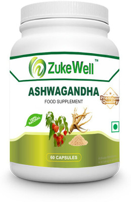 

Zukewell 100 % Pure Ashwagandha Extract 60 Capsule 500 mg Pack of 1(500 mg)