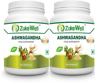 

Zukewell 100 % Pure Ashwagandha Extract 60 Capsule 500 mg Pack of 2(500 mg)