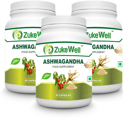 

Zukewell 100 % Pure Ashwagandha Extract 60 Capsule 500 mg Pack of 3(500 mg)