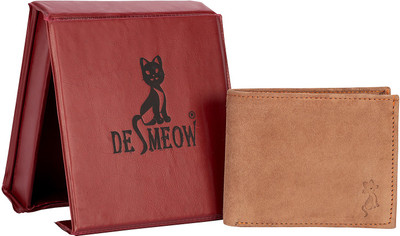 

de meow Men Tan Genuine Leather Wallet(5 Card Slots)