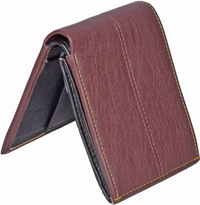 

TWINSTAR Men Brown Artificial Leather Wallet(9 Card Slots), Brown-black