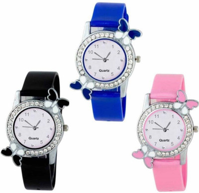 STANDARD Choice Beautiful Butterfly Style Colorful Combo Kids Watch Stylish 3 Women Watch - For Girls Analog Watch - For Women