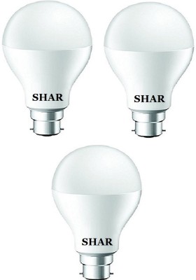 SHAR 9 W Round B22 Inverter Bulb(White, Pack of 3)