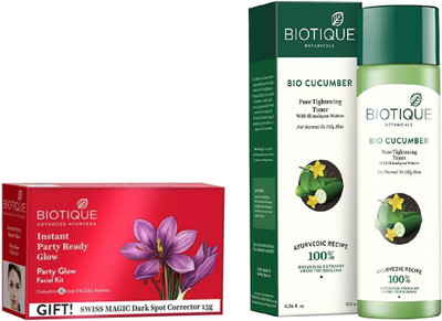

BIOTIQUE BIO Bio Party Glow Facial Kit, Bio Cucumber Pore Tightening Toner(Set of 2)