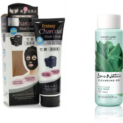 

hich Charcoal charcoal Oil Control Anti-Acne Deep Cleansing Blackhead Remover, Peel Off Mask & Love Nature Cleansing Gel Tea Tree(Set of 2)