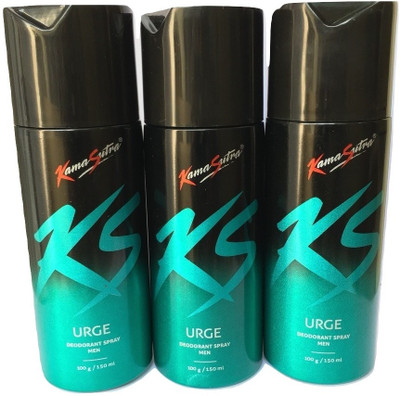 

KamaSutra Urge pack of 3 Deodorant Spray - For Men & Women(600 ml, Pack of 4)