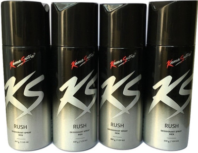 KamaSutra RUSH PACK OF 4 Body Spray - For Men & Women(600 ml, Pack of 4)