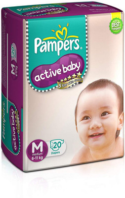 

Pampers Active Baby Medium Size Diapers (20 Count) - M(20 Pieces)