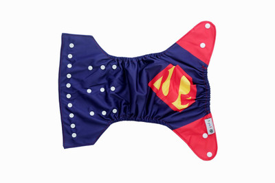 

Triple B 1pc Adjustable Reusable Baby Washable Cloth Diaper Nappies With Wet-free inserts For Babies of Ages 0 to 2 years / Reusable Cover Diaper - Superman - L