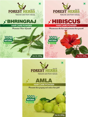 

Forest Herbs Organic Bhringraj, Hibiscus & Amla Powder 100% Natural(300 g)