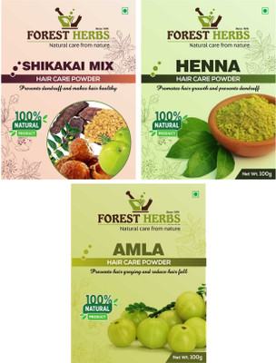 

Forest Herbs Organic Shikakai Mix, Henna & Amla Powder 100% Natural(300 g)