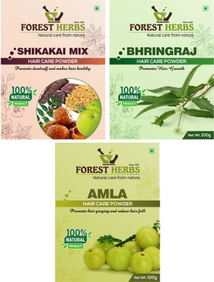 

Forest Herbs Organic Shikakai Mix, Bhringraj & Amla Powder 100% Natural(300 g)