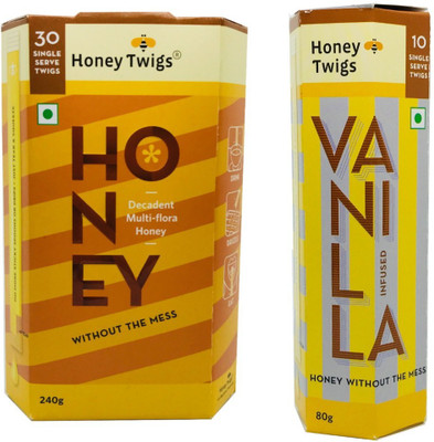 

HONEY TWIGS Multiflora Honey 240g pack with Vanilla Infused Honey 80g pack(320 g, Pack of 2)
