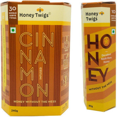 

HONEY TWIGS Cinnamon Infused Honey 240g pack with Multiflora Honey 80g pack(320 g, Pack of 2)
