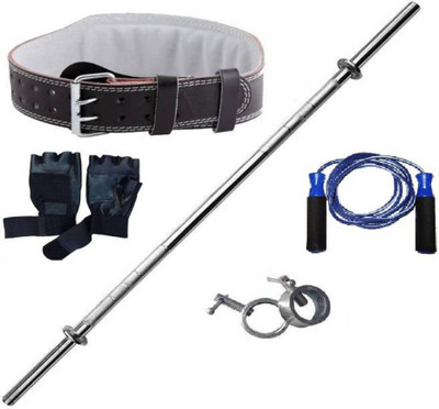 

StepInnStore ''BEST QUALITY COMBO ''3 ft straight rod + gym belt + gym gloves+ plastic skipping Rope for exercise Home Gym Kit