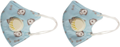 

Vritraz N95 PM 2.5 Kids Child Children Anti-Pollution Activated Carbon Face Mask with Breathing Valve Puppy Blue (Pack of 2) Mask