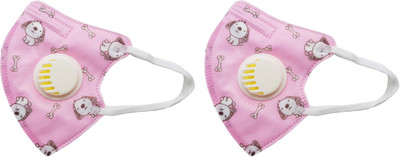 

Vritraz N95 PM 2.5 Kids Child Children Anti-Pollution Activated Carbon Face Mask with Breathing Valve Puppy Pink (Pack of 2) Mask