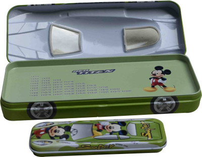 

kubergift Mickey Mickey pencil box double green Metal Art Plastic Pencil Boxes(Set of 1, Green)