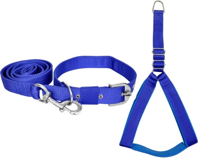 Manal Enterprises Dog Collar & Leash(Small, blue)