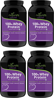 

Natures Velvet Lifecare Natures Velvet 100 % Whey Protein for Fitness and Strength, 1000 gms - Pack of 4 Whey Protein(4 kg, unflavour)