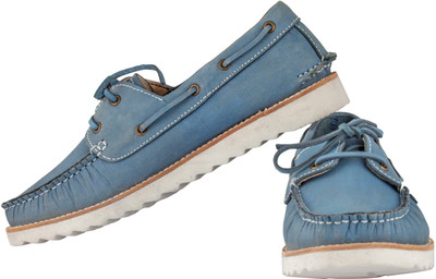 TZARO Genuine Leather Boat Shoes - Float Blue Boat Shoes For Men(Blue , 10)