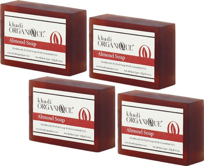 

KHADI ORGANIQUE HANDMADE ALMOND SOAP WITH ESSENTIAL OIL - 500 GM PACK OF 4(500 g, Pack of 4)