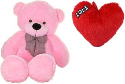 

THE HIGH THINKING TOYS Combo Offer Pack of Two Large Teddy Bear 4 Feet & Large Heart For Some One Special 40 Cm - 122 cm(Pink, Red)