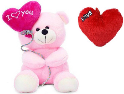 

THE HIGH THINKING TOYS Combo Offer Pack of Two Small Balloon Teddy Bear & Red Love heart - 18 cm(Pink, Red)
