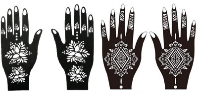 

ivana's Henna Tattoo Stencil (Set of 4) Women Girls Hand Finger Body Paint Temporary Tattoo (107) (tatto)