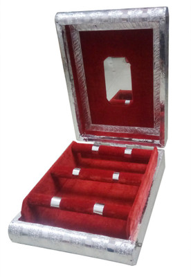 

QTM Oxidise Bangle Jewellery Imitation Storage Box 3 Rod, Silver Jewellery Vanity Box(Silver)