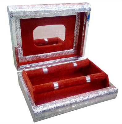 

QTM Oxidise Bangle Jewellery Imitation Storage Box 2 Rod, Silver Jewellery Vanity Box(Silver)