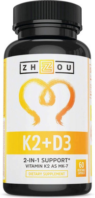 

Zhou Nutrition Vitamin K2 (Mk7) With D3 Supplement - 2-In-1 Support - 60 Vegetable Caps(60 No)