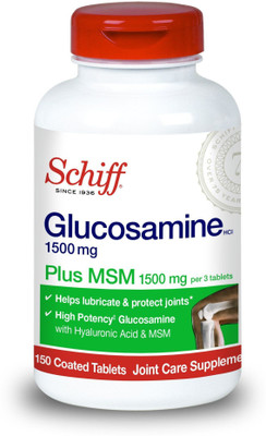 

Schiff Glucosamine 1500mg Plus MSM 1500mg and Hyaluronic Acid, 150 tablets(150 No)
