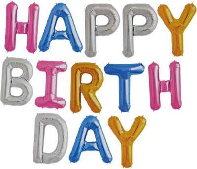 

YNS Crafts Stock Solid Happy birthday 12 Letter Balloon(Multicolor, Pack of 1)