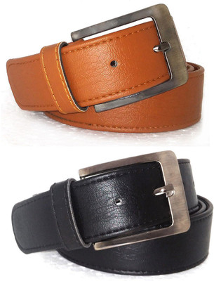 

HK ENTERPRISES Men Casual, Party, Formal Black, Khaki Artificial Leather Belt, Tan and black